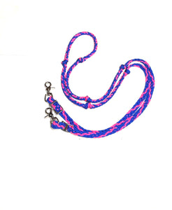 SALE barrel reins with  grip knots 8’ hot pink and electric blue
