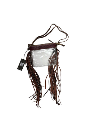 Cute leather tooled fringe clear stadium bag