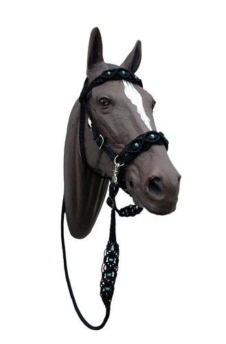 complete Bitless bridle side pull hackamore with turquoise howlite in my beaded  style