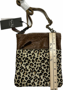 Myra Bag Crossbody Bag Leather Crossbody Purse Cheetah Print with Hairon Small