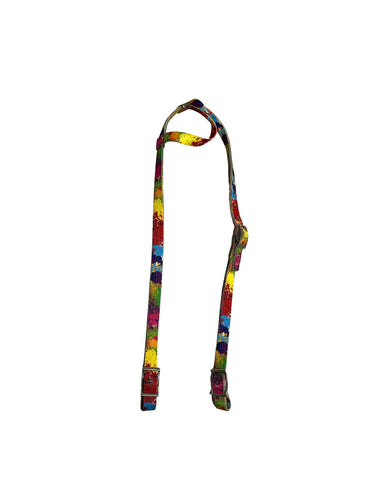One ear Headstall paint splash print with quick change clips horse size