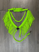 fringe breast collar neon lime green with a wither strap