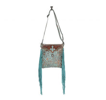 beautiful turquoise leather tooled fringe western purse