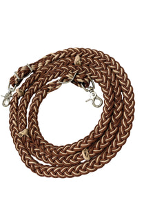 Wide  reins plain or you can add grip knots….you choose length and colors