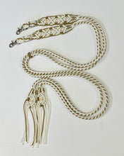 Fancy  elegant braided split macrame reins in white and gold...beautiful yet practical
