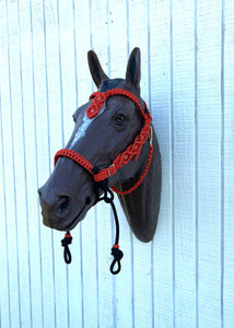 complete Bitless bridle with a fancy beaded browband and Indian Bosal