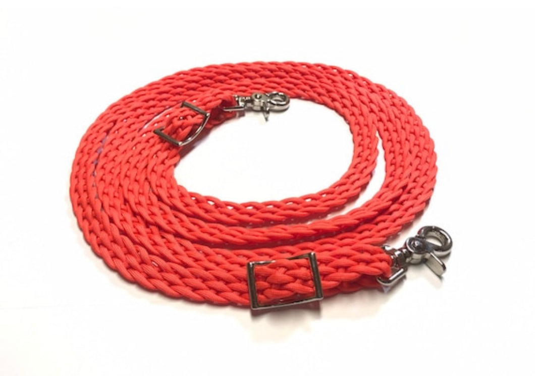SALE 8’ flat braided reins orange