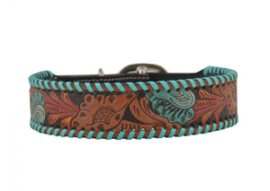 Hand tooled leather dog collar