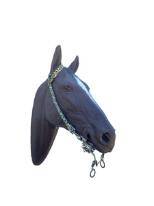 One Ear Headstall sunflower cow print with quick change clips small pony to draft horse size