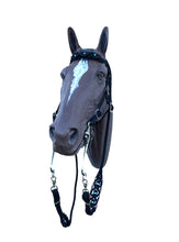Black Beaded Browband Headstall with a fancy braided browband with matching reins....all sizes.