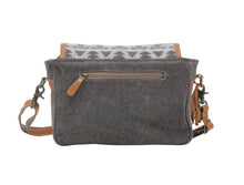 Tapestry and leather shoulder  bag with leather strap