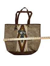 myra large canvas and leather tote bag with leather