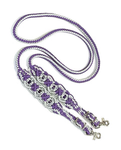 8' Fancy  braided loop reins with  amethyst beads