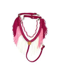 Pink Ombré  fringe breast collar with  wither strap