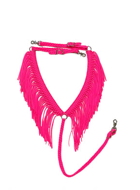 fringe breast collar neon hot pink