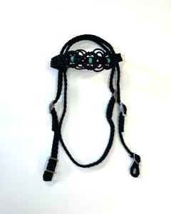 Beaded Browband Headstall with a fancy braided turquoise howlite browband  all sizes