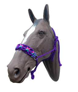 Braided horse halter purple