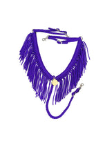 Purple fringe breast collar