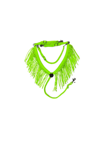fringe breast collar neon lime green with a wither strap