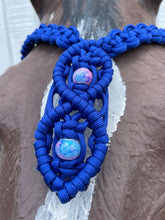 Electric blue  Beaded Browband Headstall with a fancy braided browband with matching reins....all sizes.