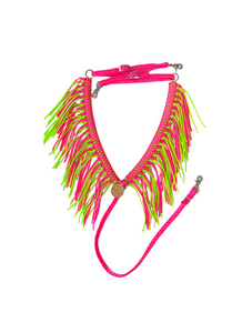 Pink and neon lime fringe breast collar all sizes