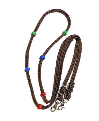 Training Lesson Reins (multiple lengths and colors available) dark brown.