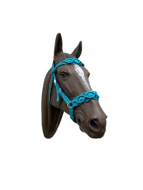 Neon turquoise Beaded Browband Headstall with a fancy braided browband all sizes.