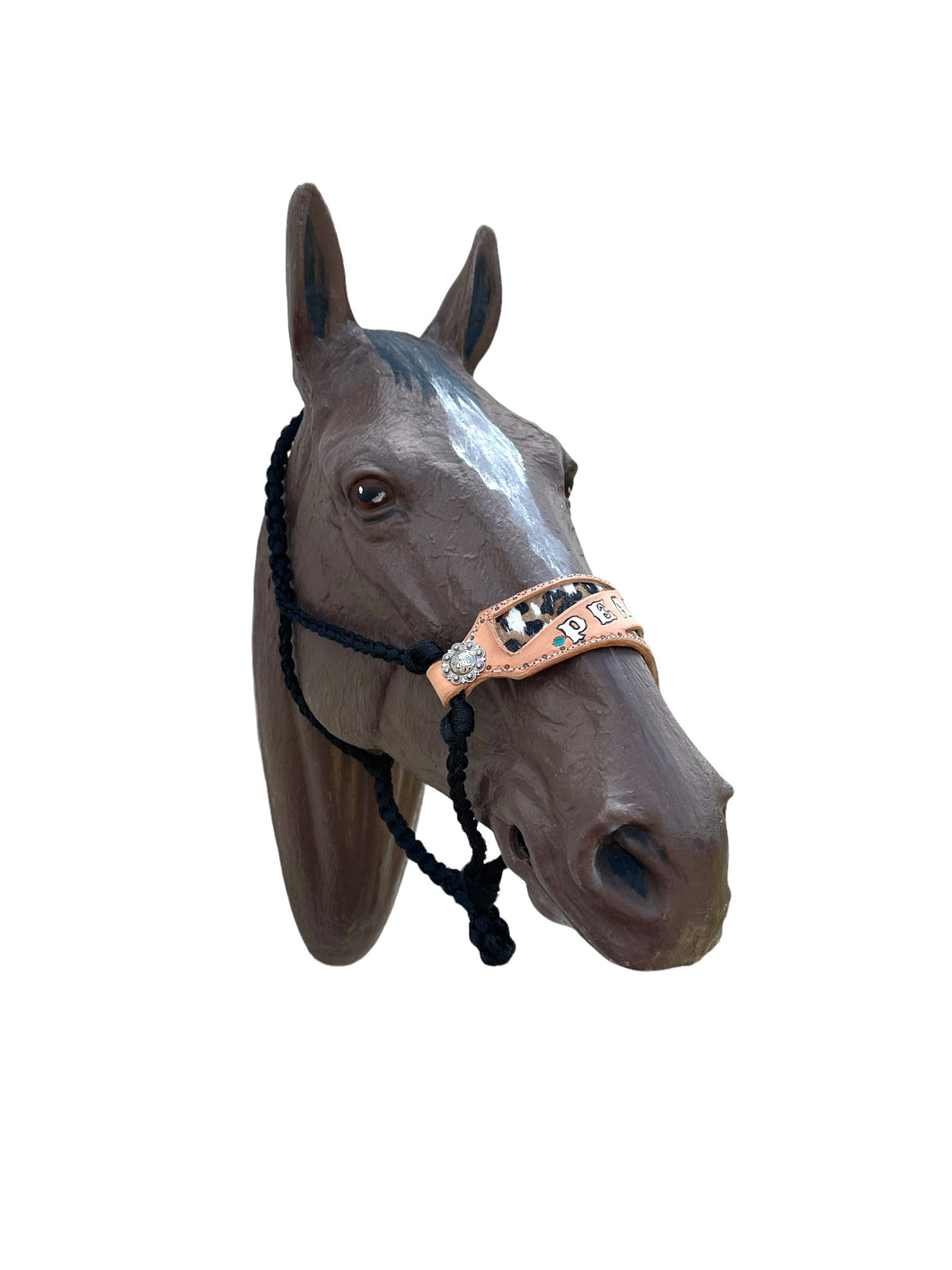 PERSONALIZED mule tape horse halter with bronc noseband