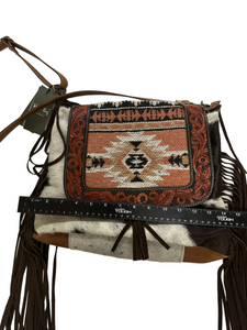 beautiful tapestry leather tooled fringe western purse