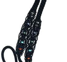 7 chakra reins….8' Fancy  braided beaded black loop reins with crystals for the 7 Chakras.