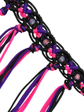 Average horse breast collar with beads black, hot pink, and purple