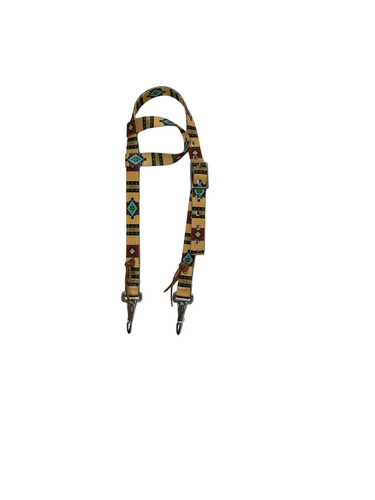 One Ear Headstall tan tribal with quick change clips small pony to draft horse size