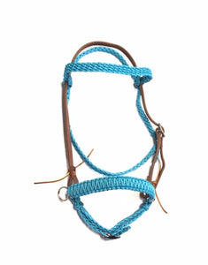 complete Bitless bridle side pull hackamore in leather and paracord