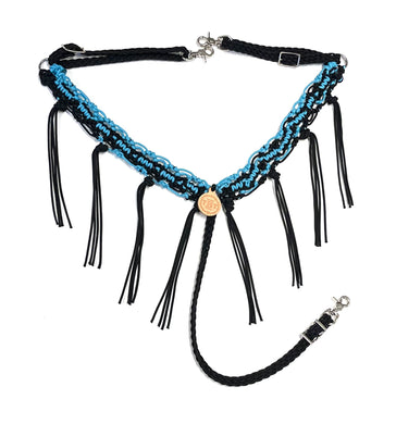 Average horse breast collar neon turquoise and black