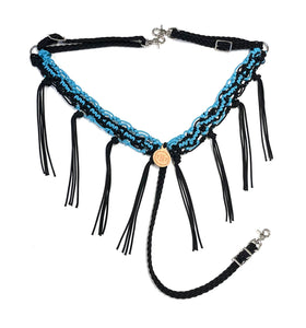 Average horse breast collar neon turquoise and black
