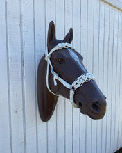 White Beaded Browband Headstall with a fancy braided browband all sizes.