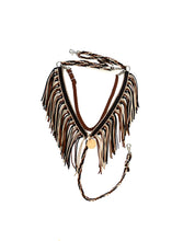 Black brown and tan fringe breast collar with a wither strap