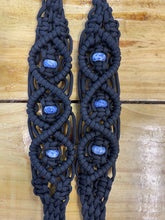 8' Fancy  braided loop reins black with sodalite