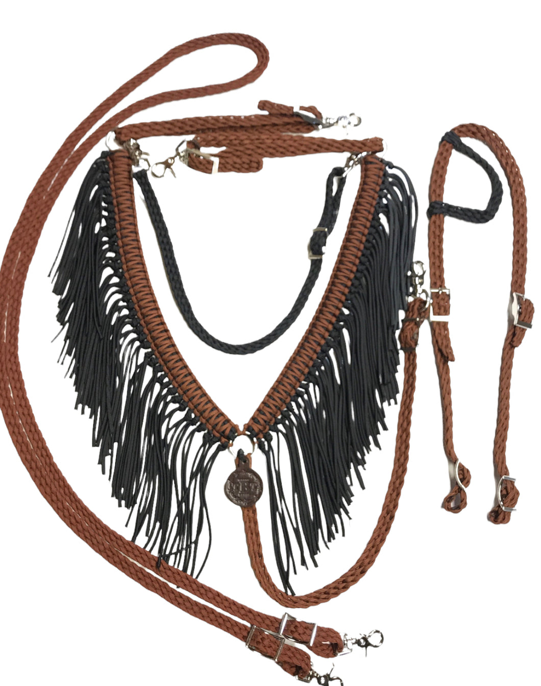 Fringe Breast Collar horse tack set Chocolate brown and Black