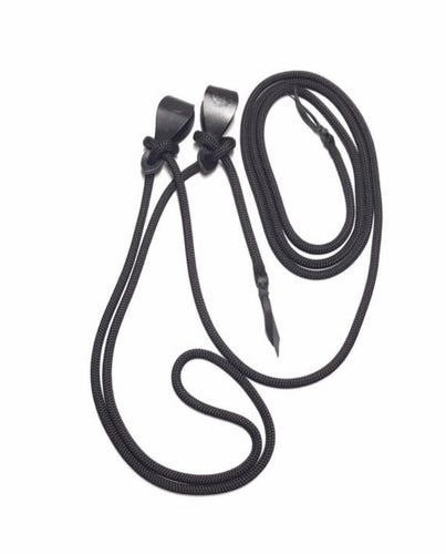 mecate rope rein 22' with Black leather slobber straps