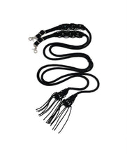 Fancy braided split reins in black with genuine Indian agate gemstones...beautiful yet practical
