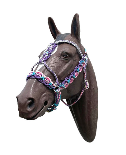 complete Bitless bridle side pull hackamore in baroque style with beading