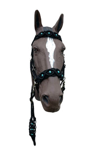 complete Bitless bridle side pull hackamore with turquoise howlite in my beaded  style