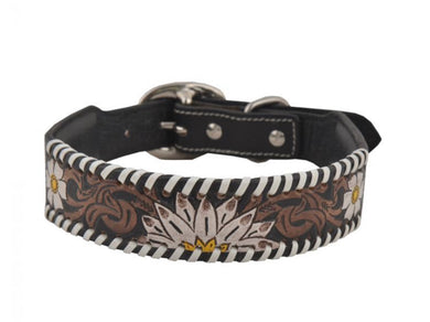 Hand tooled leather dog collar