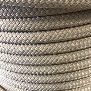 Yacht rope rein 22' with natural leather slobber straps