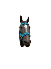 Neon turquoise Beaded Browband Headstall with a fancy braided browband all sizes.